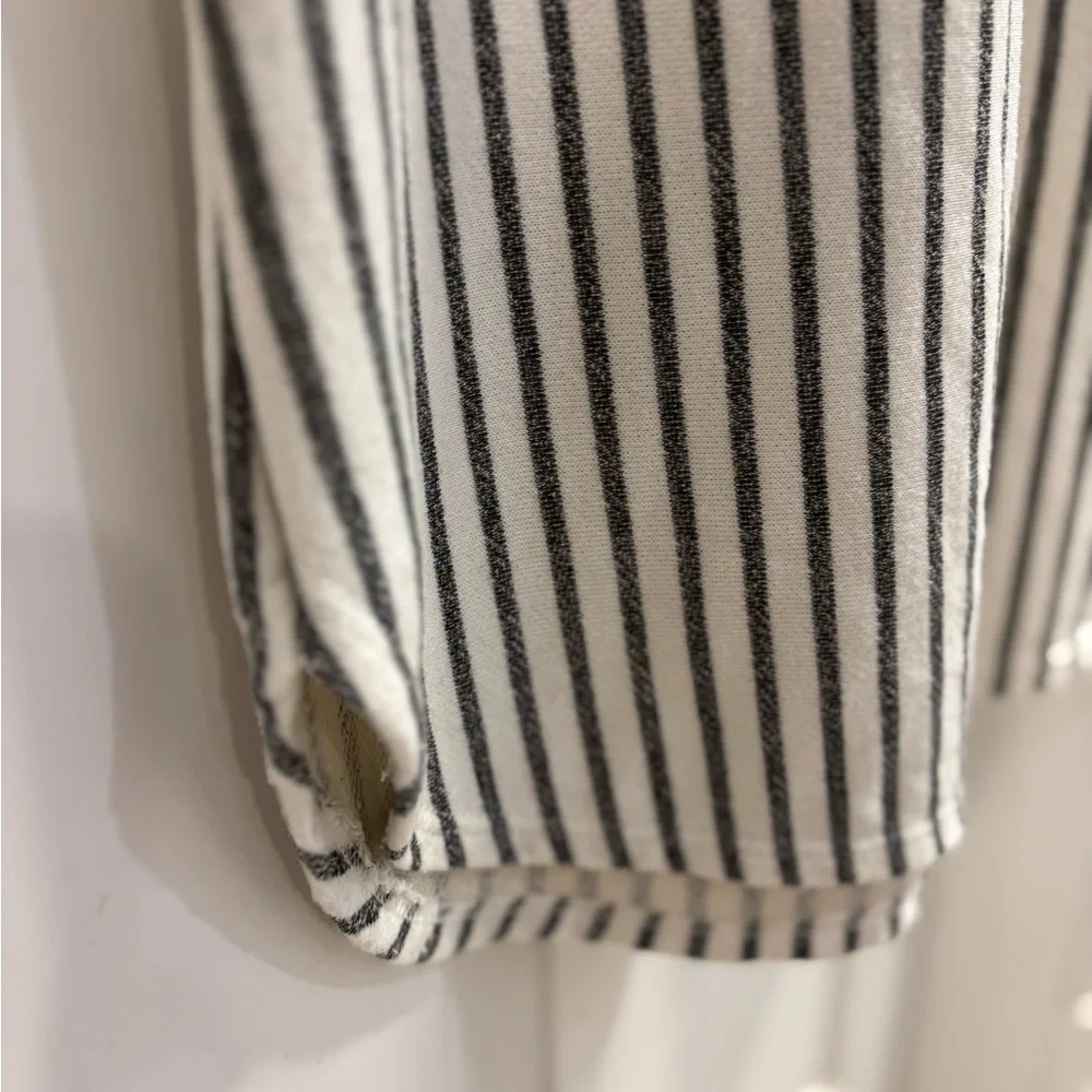Roolee Cream and Black Striped Midi Dress